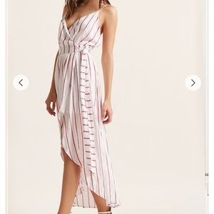 Emory Park Red Stripe Wrap Dress S Forever 21